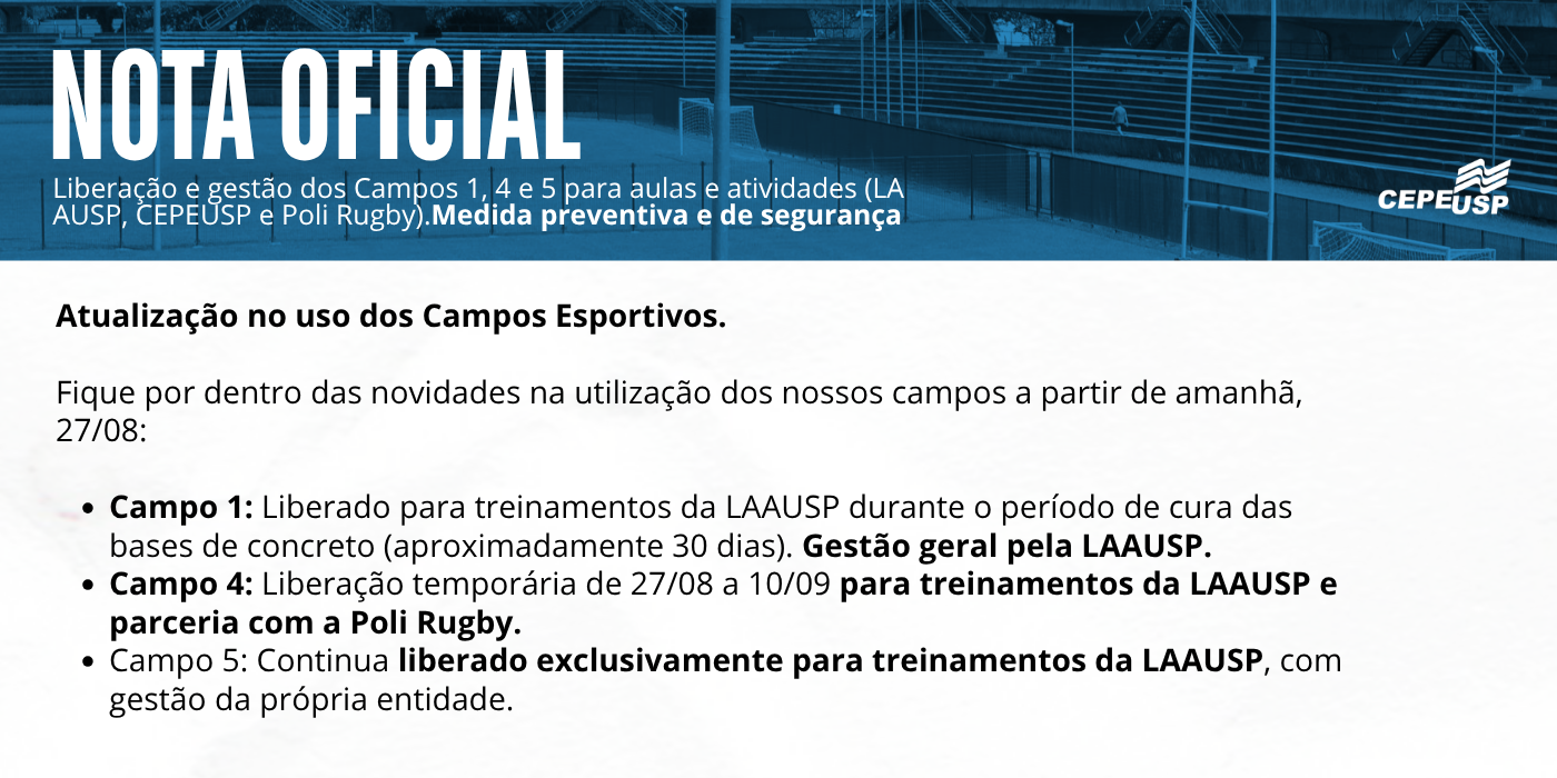 Atualização sobre o uso dos Campos Esportivos