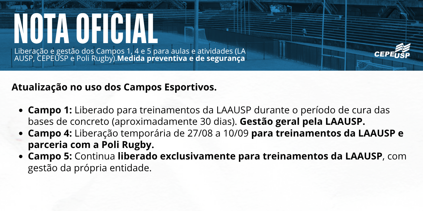 Atualização sobre o uso dos Campos Esportivos